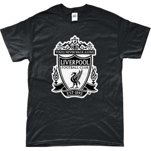 Liverpool Shirt - Logo - T-Shirt - Liverpool - UEFA - Champions League - Voetbal - Artikelen - Zwart - Unisex - Regular Fit - Maat M