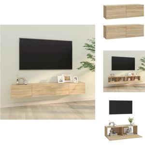 vidaXL Wandgemonteerd TV-meubel - Sonoma Eiken - Bewerkt Hout - 100 x 30 x 30 cm - Praktische Deuren - Kast