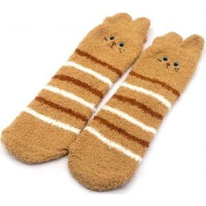 Fluffy sokken, warme wintersokken, 2 PAAR, huissokken, zacht, met konijnen motief, rabbit, maat one size (35-40), cadeautip!