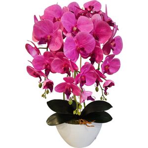 Damich - Kunst Orchidee in Bloempot - Roze - gemaakt van rubber - Hoogte +/- 60 cm