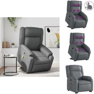 vidaXL Sta-op-massagestoel - Sta-op-massagestoelen - Sta-opstoel - Sta-op Stoel - Sta-op-massagestoel verstelbaar kunstleer grijs