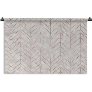 Wandkleed Luxe patroon - Luxe patroon van dunne en gouden lijnen tegen een roze marmeren achtergrond Wandkleed katoen 150x100 cm - Wandtapijt met foto