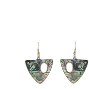 Behave Oorbellen - oorhangers - abstract design - abalone schelp - 5.5 cm