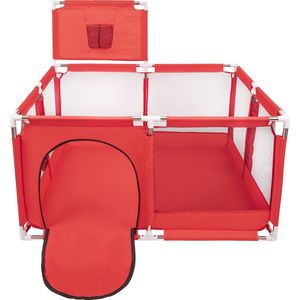 Selonis Grondbox voor Baby met 200 Ballen - Kinderbox - Speeltuin - Baby box inklapbaar voorkinder - Ballenbak ballen - Kruipbox - Speelbox playpen - Speelballen - Speelomgeving - Rood: Groen Geel Blauw Rood Oranje