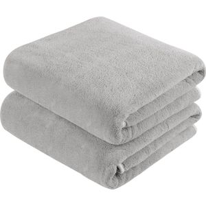 Microvezel badhanddoek groot XXL 76 cm x 152 cm 2 stuks badhanddoeken sneldrogend & pluisvrij badhanddoeken saunahanddoeken zacht en absorberend badhanddoek grijs