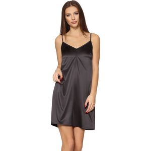 Merry Style MS-MS10-421-UW Dames Onderjurk - Nachthemd - kort - ronde hals - brede bandjes - Viscose - Zwart - XS