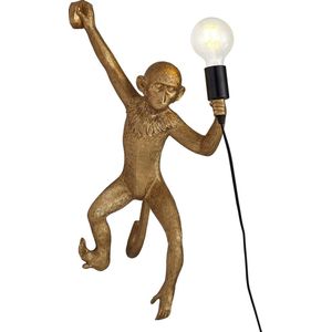 Hype it aap lamp wandlamp binnen - Rechts hangende lamp aap - 60 x 30 cm - Wandlamp kinderkamer - Wandlamp Slaapkamer - E27 - Dierenlamp Goud