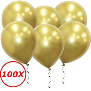 Luxe Chrome Ballonnen Goud 100 Stuks - Helium Ballonnenset Metallic Gold Feestje Verjaardag Party