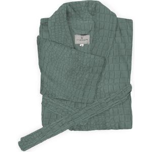 Linnick Flanel Fleece Badjas Croco Uni - olive green - S - Badjas Dames - Badjas Heren