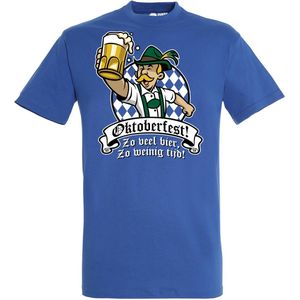 T-shirt Oktoberfest Zo veel bier zo weinig tijd | Oktoberfest dames heren | Tiroler outfit | Carnavalskleding dames heren | Blauw | maat XL