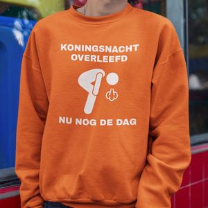 Oranje Koningsdag Sweater Koningsnacht Overleefd - MAAT 4XL - Feestkleding & Carnavalskleding