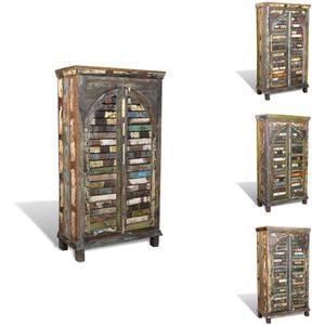 vidaXL - Boekenkast met 3 schappen 2 deuren gerecycled hout meerkleurig