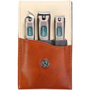 3-delige nagelknipper set met lederen etui - roestvrijstalen nagelknippers - schuine teennagel tondeuse - voor mannen en vrouwen