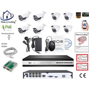 Home-Locking camerasysteem met bewegingsdetectie en NVR 5.0MP H265 POE met 8 camera's 3.0MP CS-8-1477
