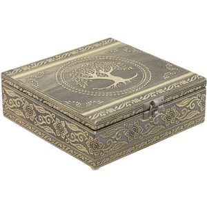 Items Sieradenkistje Emirates - 18 x 18 x 6 cm - Champagne goud - Juwelenkistje met deksel - sorteer vakjes - Luxe opbergdoos