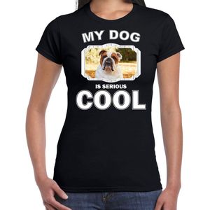 Britse bulldogs honden t-shirt my dog is serious cool zwart - dames - Britse bulldog liefhebber cadeau shirt L