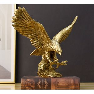 Amerikaanse Hars Goud Adelaar Beeldje Voor Interieur Golden Art Model Collection Craft Home Room Office DesktopDecoratie