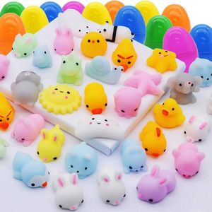 Paaseieren gevuld met 48 Mochi Squishy speeltjes voor kinderen, paaseieren om te vullen, feestaccessoires, Paasthemafeest, gunst, paaseieren zoeken, voor paasmandjes.