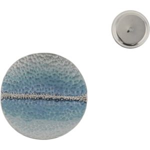 Behave - Broche - Magneet - Magneetbroche - Magnetische broche - Rond - Blauw - Zilver kleur - Dames - 5 cm