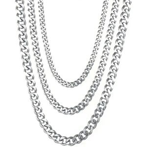 Livano Ketting - Heren - Staal - Nep zilver - Met Hanger - 6mm x 60cm