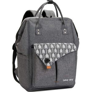 Rugzak voor dames, schooltassen met laptoptassen en antivriestassen, 15,6 inch laptoptassen, Grijze pijlprint, Casual