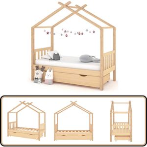 vidaXL Kinderbedframe - Grenenhout - 80x160 cm - Met lade Kinderbed - Boomhut Stijl - Grenenhout Bed - Kids Bed - Kinderkamer Meubels