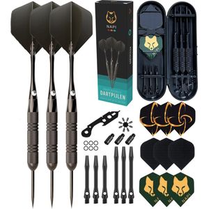 NAPI Darts - 3 Dartpijlen - 40 Delige Set - Dartpijlen 23 en 25 Gram - Premium Brass Pijlen - Hoge kwaliteit Steeltip - Inclusief Dart Flights - 2 Verschillende Lengtes - Inclusief Dart Case