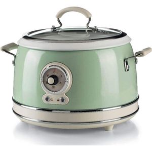 Rijstkoker - 3,5L - 700W - VIntage - Chrome - Beige/Groen