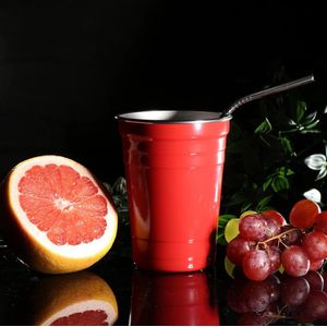 3 x roestvrijstalen drinkbekers zwart, rood, geel hoogwaardige bekers 500 ml campingbekers onbreekbaar en BPA-vrij (3 stuks zwart/rood/geel)