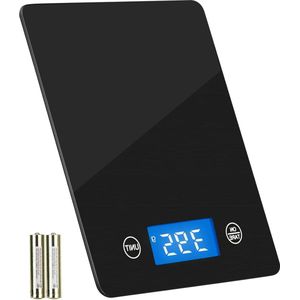 Digitale keukenweegschaal 15 kg-33 lb veiligheidsglas LCD-display tarra-functie (zwart)