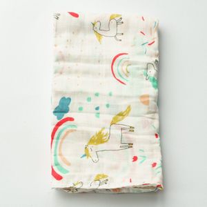 Tess & Tobi | Hydrofiele doek XL | Duurzaam | 120x110 | Regenboog met eenhoorn