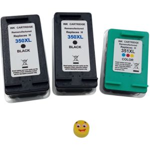 KATRIZ® huismerk ink 2x HP350 Zwart + 1x HP351 Kleur (3stuks) | Geschikt voor HP HP DeskJet 5700/ D4260/ D4263/ D4368/ HP OfficeJet J5730/ J5740/ J6400/ J6480 / HP Photosmart C4200/ C4240/ C4345/ C5280 C5288/ C5360/ D5360