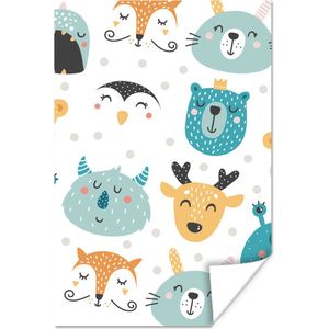 Poster Dieren - Kinderen - Patronen - Jongens - Meisjes - Baby - Kind - 60x90 cm - Poster Babykamer