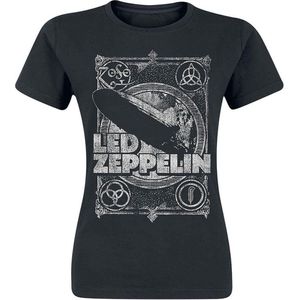Led Zeppelin - Vintage Print LZ1 Dames T-shirt - L - Zwart