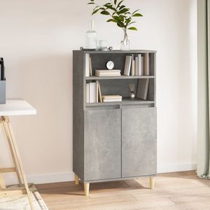 The Living Store Hoge kast 60x36x110 cm bewerkt hout betongrijs - Keukenkast