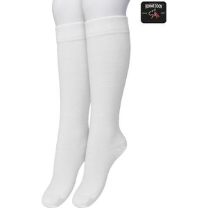 Bonnie Doon Kinder Kniekousen Wit maat 35/38 - 2 paar - Kinderkniekousen - 2-pack - Multipack - Uitstekend draagcomfort - Cotton Knee High - Zakt niet af - Effen - Kids Kousen - Kinderen - Wit - White - OL8335022.103