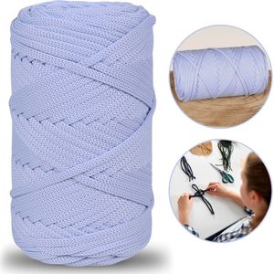 Lichtblauw platte polyester koord 5mm - 100m