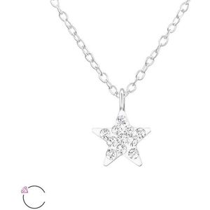 Amanto Kids Ketting Ezzie - 925 Zilver - Swarovski® - Ster - 8x9mm - 36+3cm