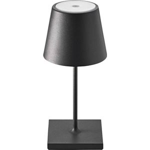 Sfeerverlicht® Tafellamp Oplaadbaar - Tafellamp Op Accu - Tafellamp Zonder Snoer - Industrieel En Modern - IP54 waterdicht - Moderne Touch LED Lamp - Terraslamp Draadloos - Nachtlamp Draadloos - LED Tafellamp - Aluminium - H26 x Ø10 CM - Zwart