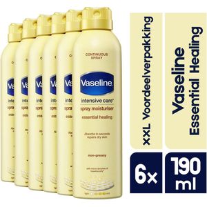 Vaseline Bodylotion Spray Essential Healing - 6 x 190 ml - Bodylotion - Voordeelverpakking XXL | Spray & Go