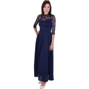 Marineblauwe maxi met kanten top