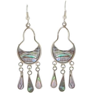 Behave Oorbellen - oorhangers - abalone schelp - zilver kleur - 7 cm
