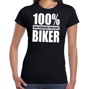 100% percent biker/ motorrijder t-shirt zwart voor dames - honderd procent  biker shirt XXL