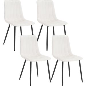 WOLTU Eetkamerstoelen, set van 4, keukenstoel, eetkamerstoel, gestoffeerde stoel, woonkamerstoel, designstoel, met rugleuning, metalen poten, zitting van fluweel, beige