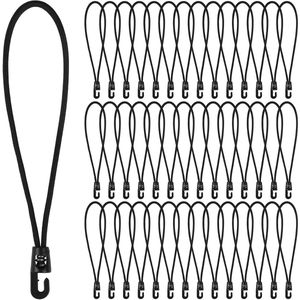 42 stuks bungeekoorden met haken 25 cm - Multifunctionele dekzeilhaken voor campingdekzeilen, tenten, luifels en bevestigingen (zwart)