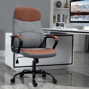 Gamingstoel Swivel stoel Bure stoel Hoogte Verstelbaar ergonomisch PU-leer staal grijs+bruin 60 x 70 x 109-119 cm