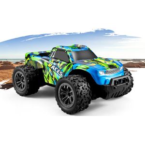 Radiografische auto - speedmonster - rapid monster - rc truck - met afstandsbediening - groen met blauw - tot 20 kmh - 2WD - terreinwagen - Xd Xtreme
