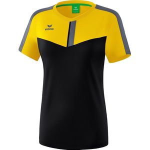 Erima Squad T-Shirt Dames Slate Grijs-Zwart-Geel Maat 34