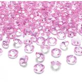 100x Hobby/decoratie lichtroze diamantjes/steentjes 12 mm/1,2 cm - Kleine kunststof edelstenen licht roze - Hobbymateriaal - DIY knutselen - Feestversiering/feestdecoratie plastic tafeldecoratie stenen