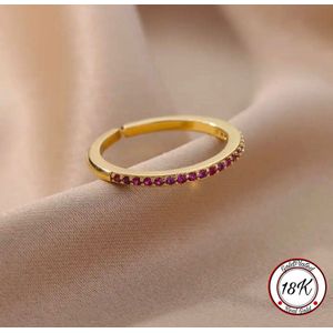 Soraro Purple Zirkonia Ring | Paars | Goud | 18K Goldplated | Zirkonia Stenen | Vrouwen Sieraden | Dames Ringen| Vrouwen Ringen